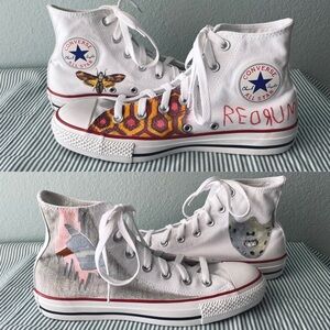 Converse | Classic Chuck Taylor White High-Top Horror Film Customized Sneakers